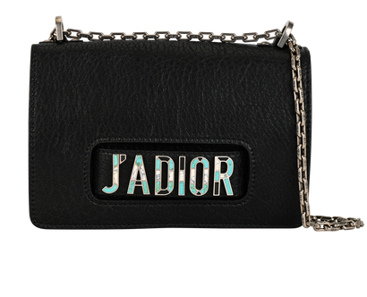 J'adior Flap Bag, &pound;750, Handbags, Black, Leather, Front view